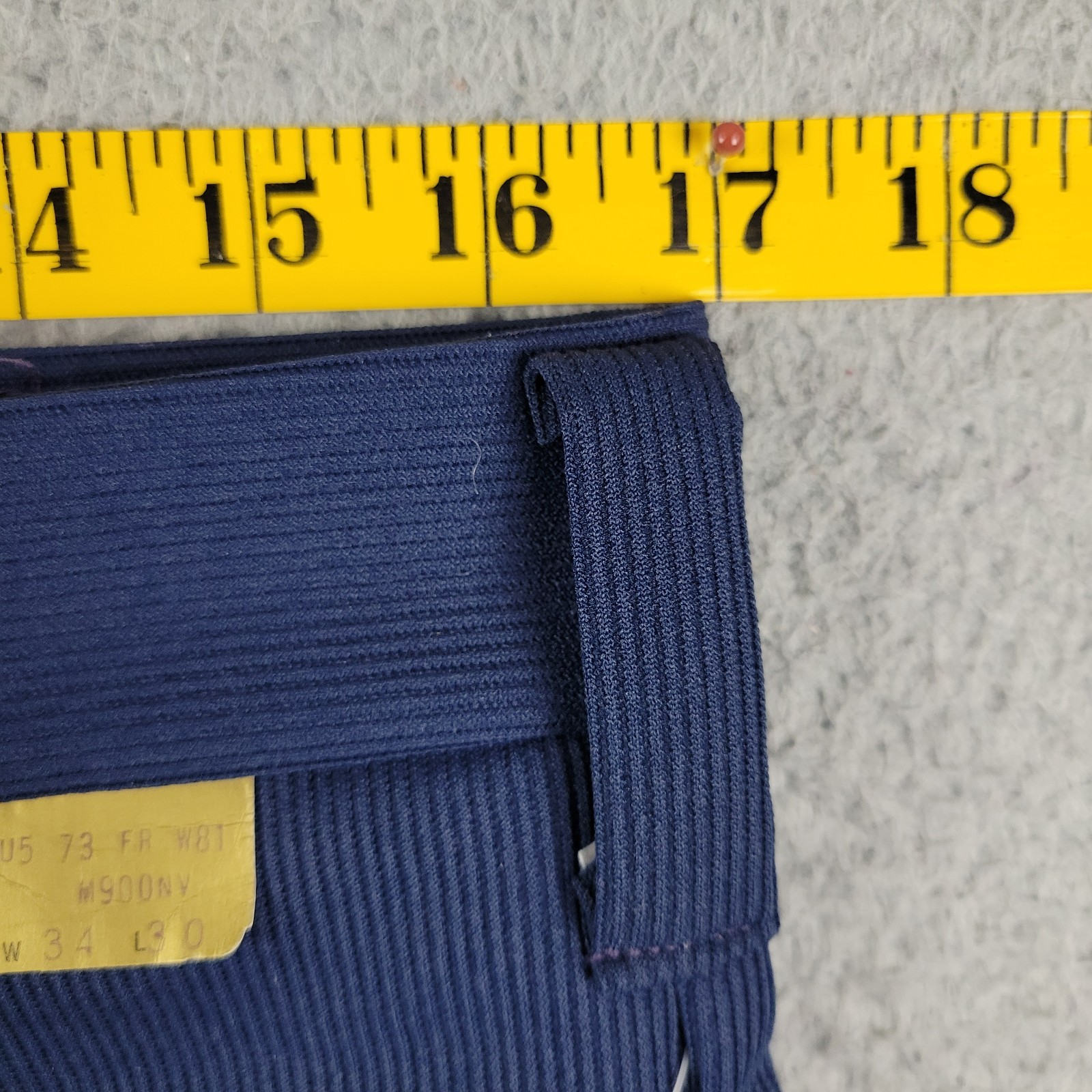 Mr Wrangler Knit Flare pants 34x30 navy blue stripe Dacron polyester 1971 USA