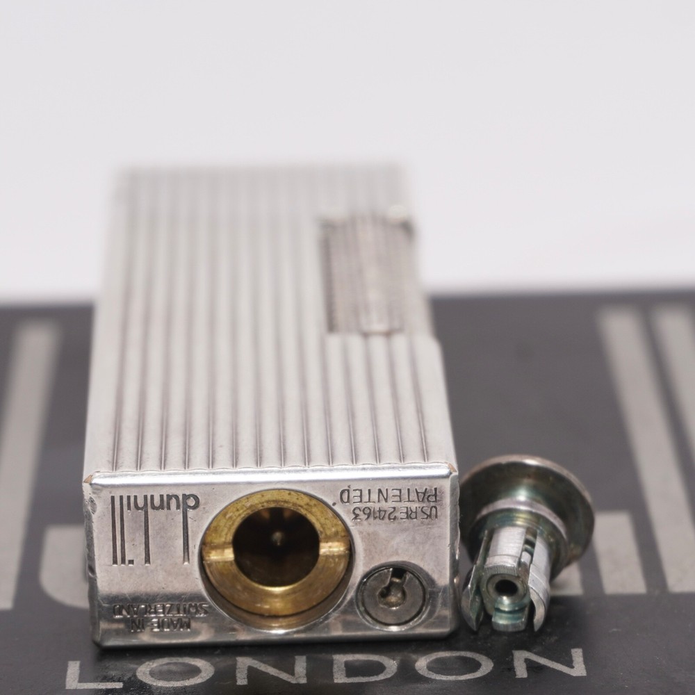 Dunhill Lighter Silver Stripe Pattern-Ultrasonically cleaned_Working