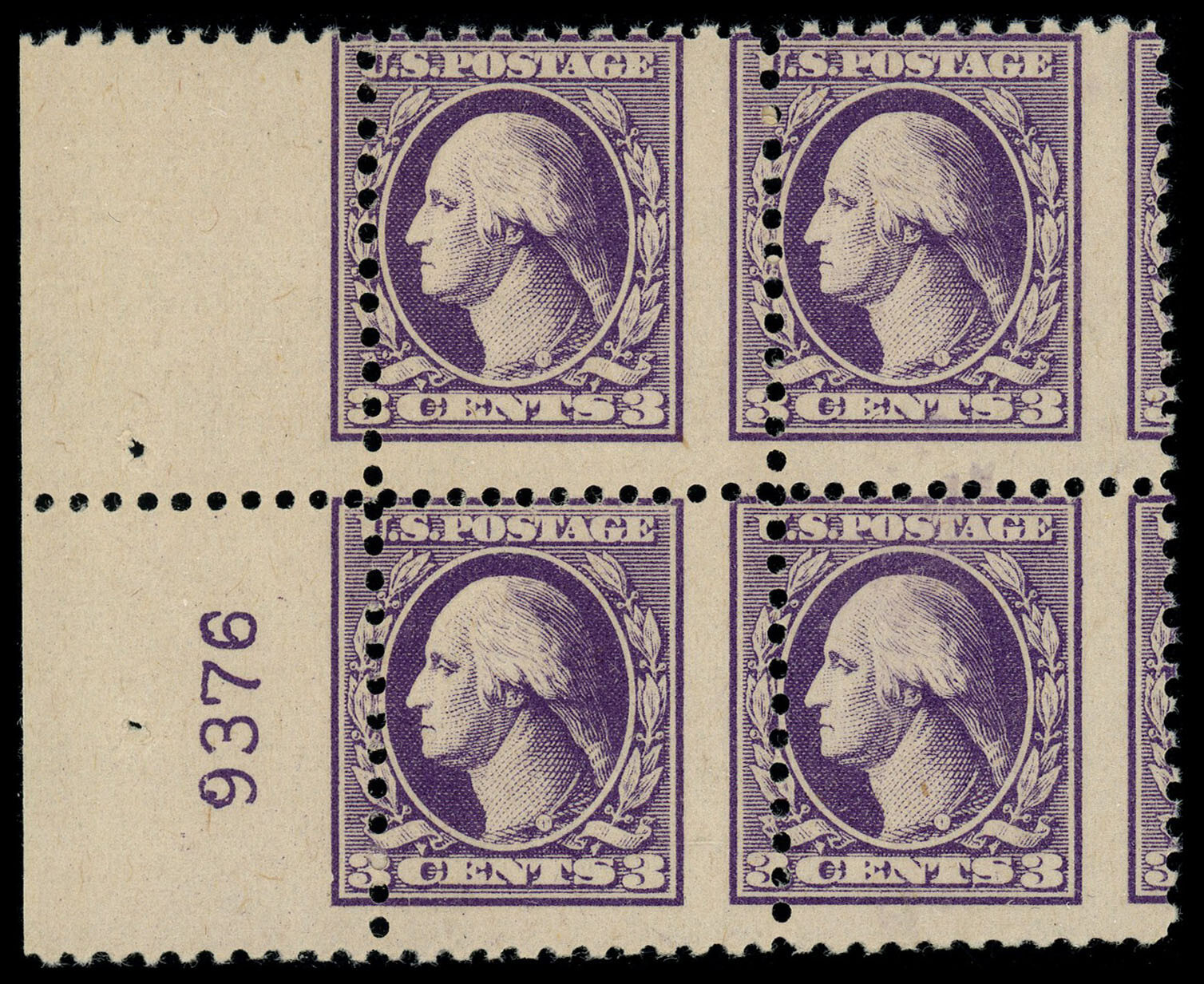 USA Scott# 530 Mint NH Block of 4 with Plate#, Vertical perf shift   (56569)