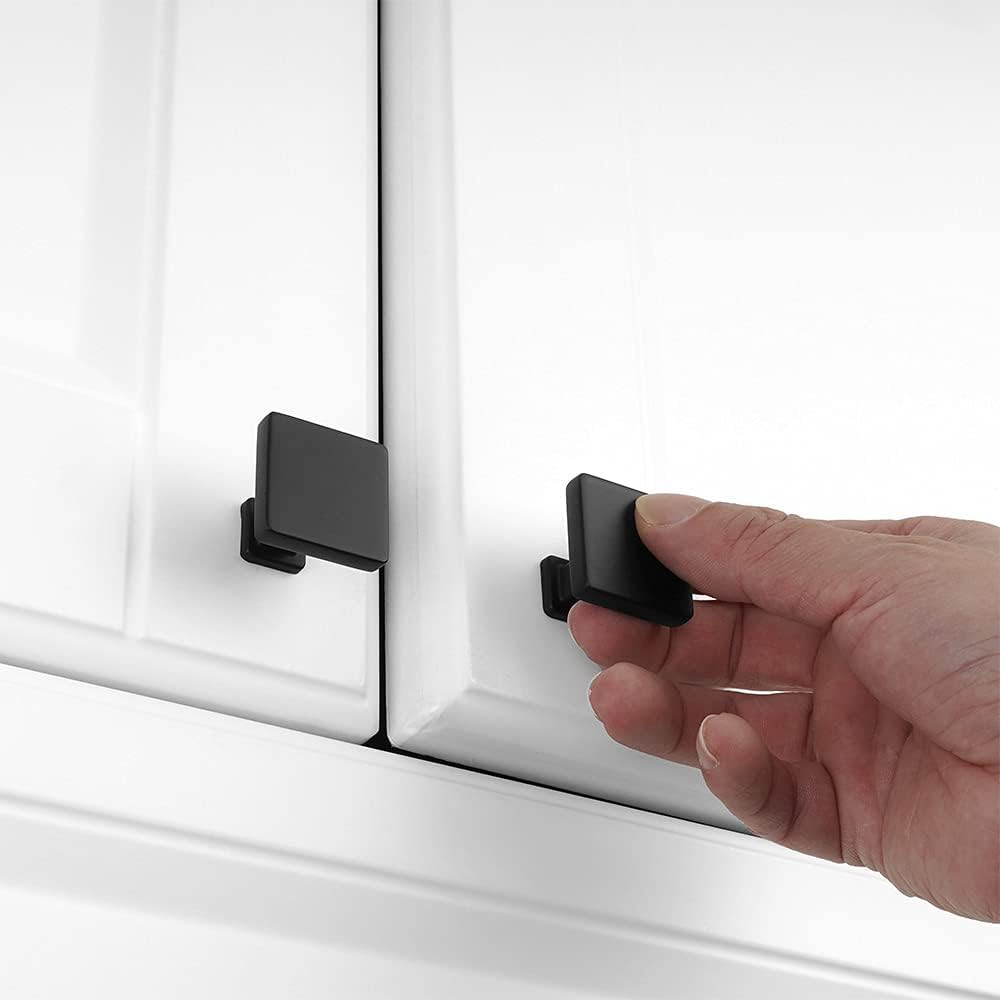 10 Pack Black Cabinet Knobs Matte Black Drawer Knobs K08 Square Single Hole Cabi