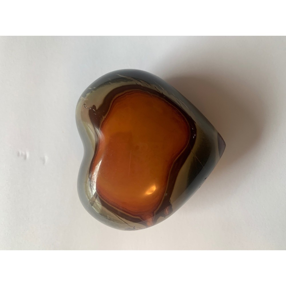 Polychrome Jasper Heart Crystal Polished Bullseye Pattern Desert Jasper Stone