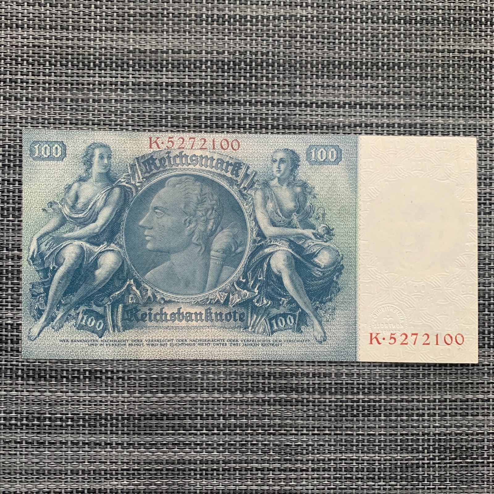 100 NAZI GERMAN Mark SWASTIKA Banknote (1935) P183 WWII, WW2 Currency Money