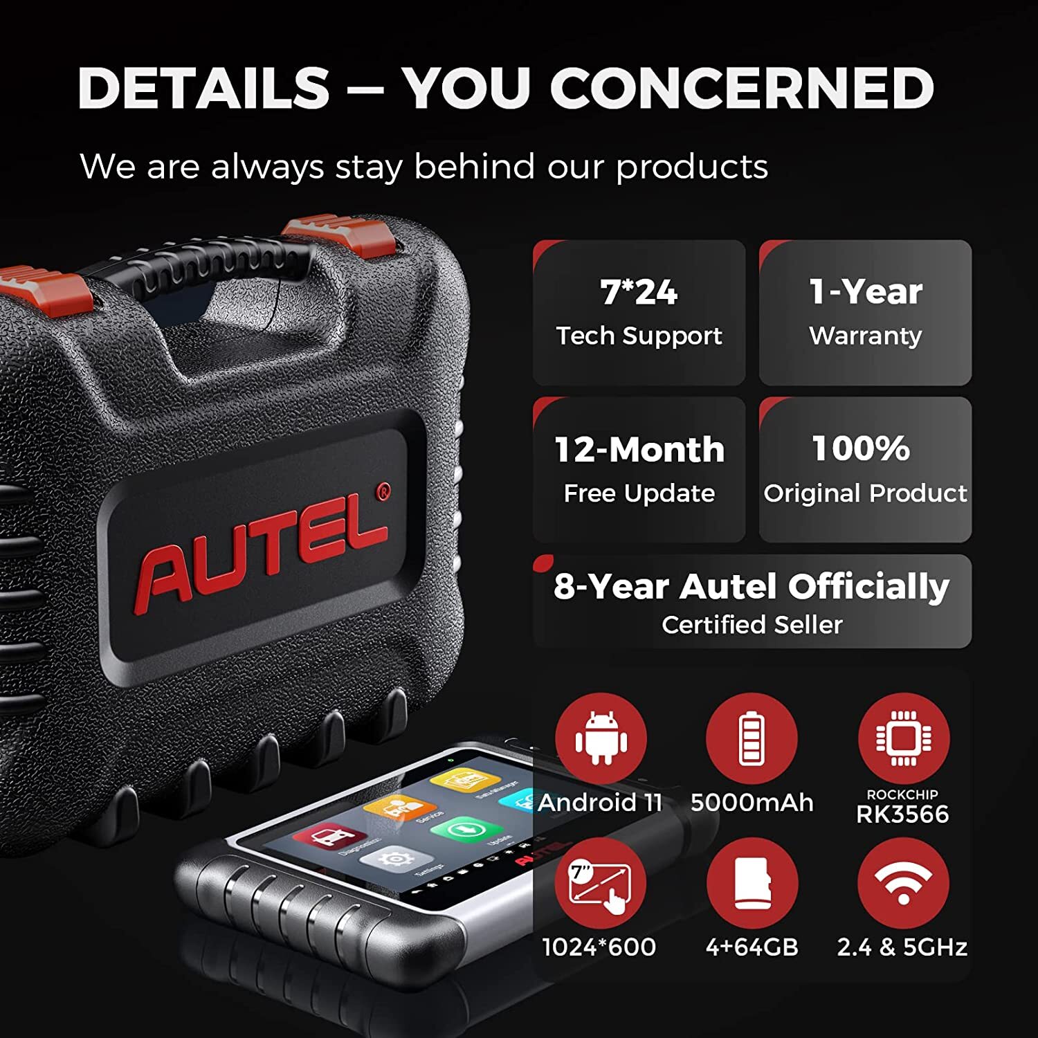 2023 Autel MaxiCOM MK808S Bidirectional Car Diagnostic Scanner Tool Key Coding