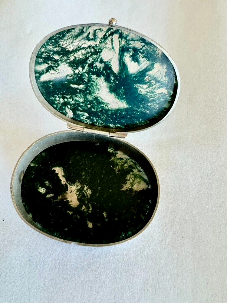 GREEN MOSS AGATE SNUFF/PILL BOX