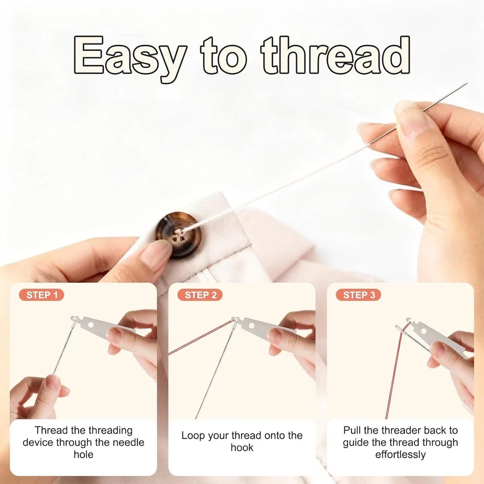 Big Eye Steel Needles Set, Stainless Steel Sewing Needle Kit US