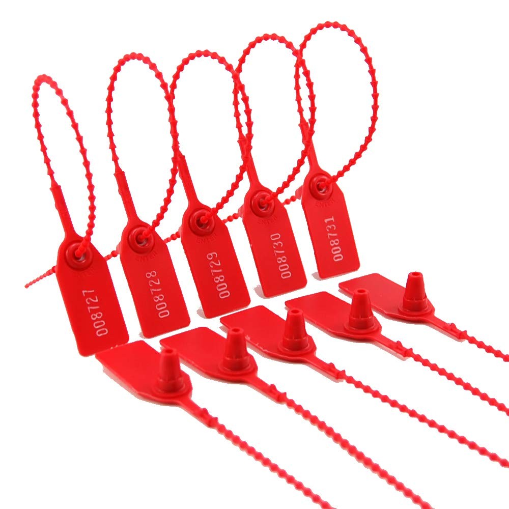 (R) 100 Plastic Tamper Seals Zip Ties for Fire Extinguishers Pull Tite Security