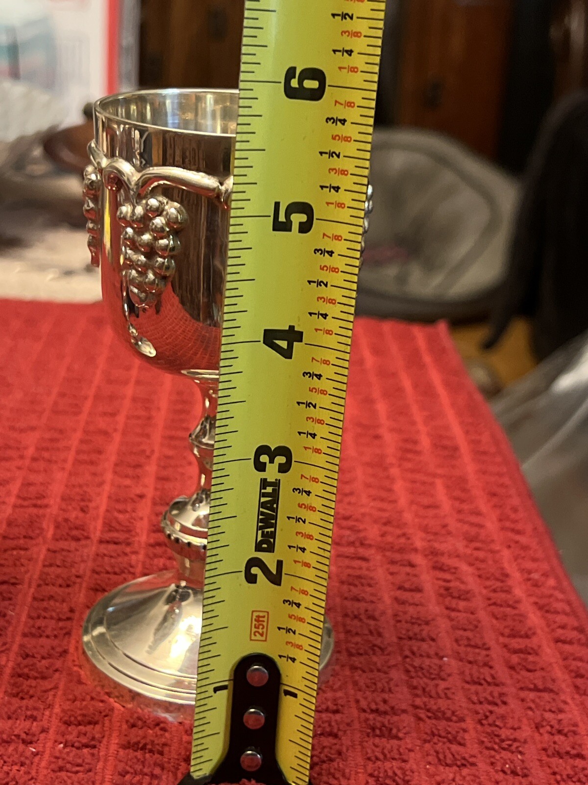 Vintage Set Of 2 Italian Grape Harvest Silver Plated Champagne / Wine Goblets