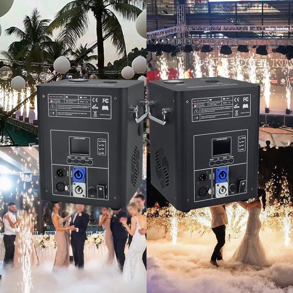 2 Pack 750W DMX512 Cold Spark Machine Cool Fireworks Sparkler with Flight Case