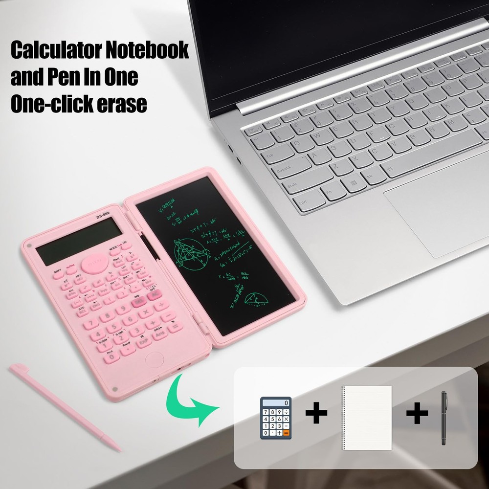 Scientific Calculator with LCD Writing Tablet Notepad, 240 Functions Foldable...