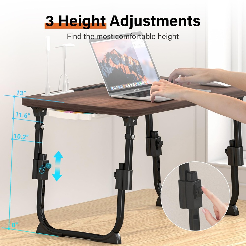 Laptop Desk for Bed Height Adjustable, Lap Bed Table with USB/Storage Drawer/...