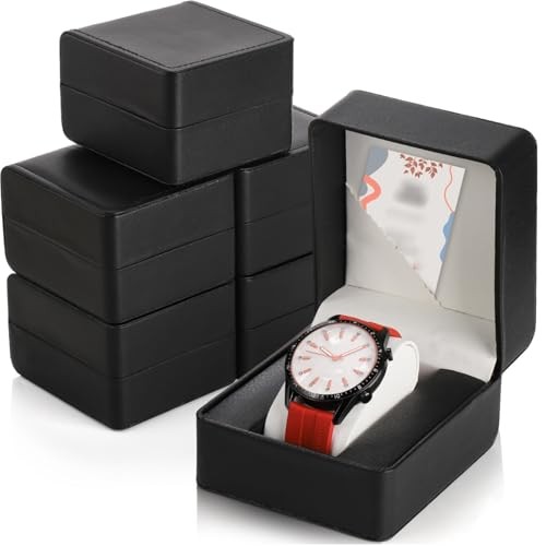 6 Pack PU Leather Watch Gift Box, Single Watch Storage Case with Removable