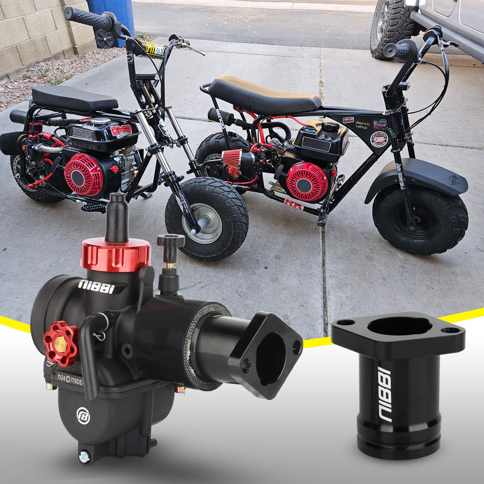 NIBBI PE 24mm Carburetor Kit For Predator 212cc Mini Bike Go Kart GX200 CH270