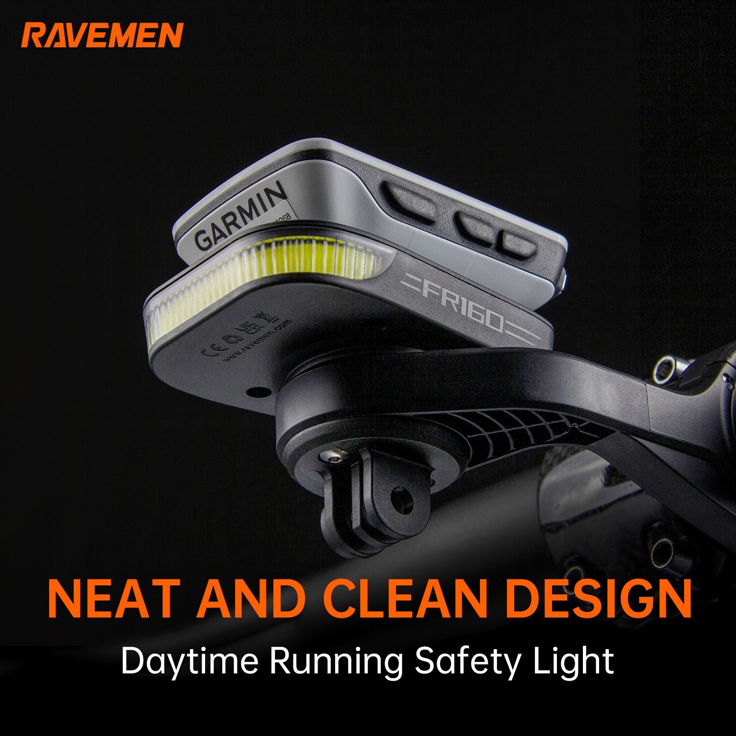 RAVEMEN FR160 OUT-FRONT BIKE HEAD LIGHT FOR GARMIN BICYCLE EYE-CATCHING FLASHING
