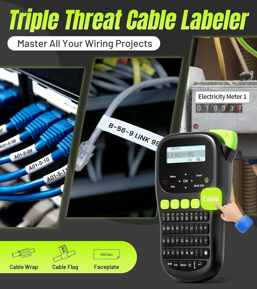 Versatile H1100 Label Maker - Lightweight with 4 Tapes & Multiple Label Sizes