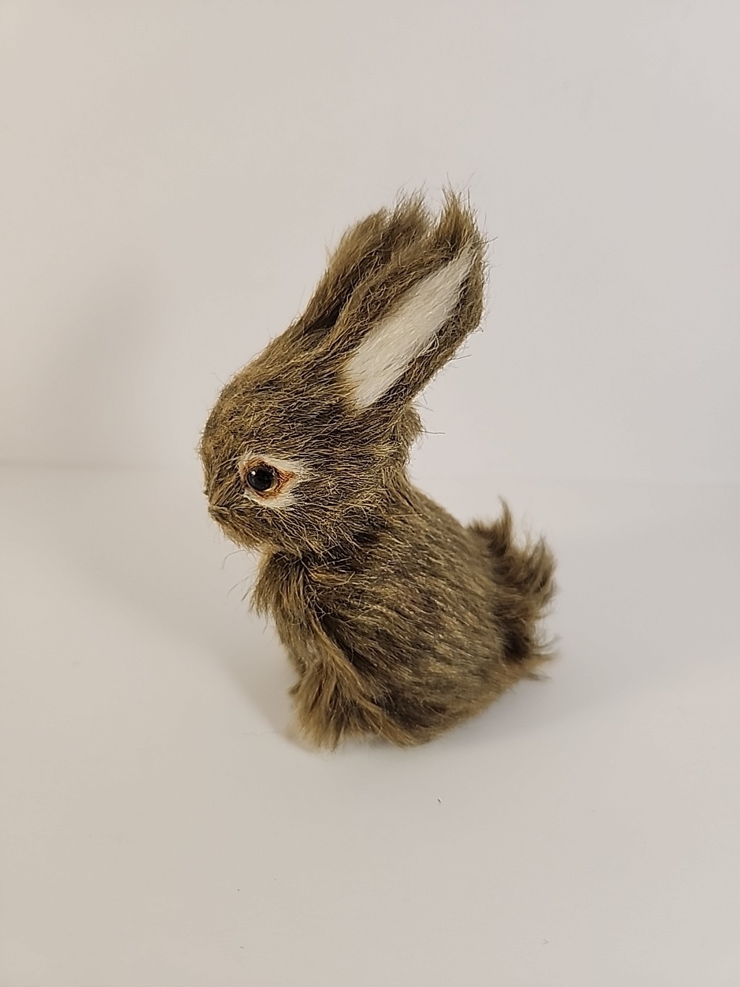 Vintage Realistic Rabbit Bunny Figure Easter Spring Faux Fur 4" Brown