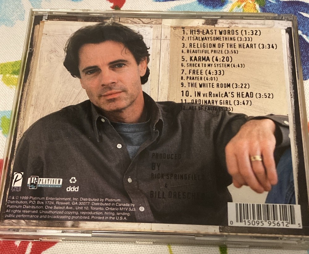 Rick Springfield Karma Signed Autographed Cd 1999