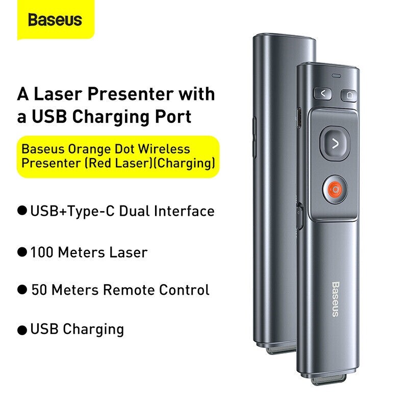 Baseus Wireless USB Powerpoint Presentation PPT Flip Pen Laser Pointer Clicker