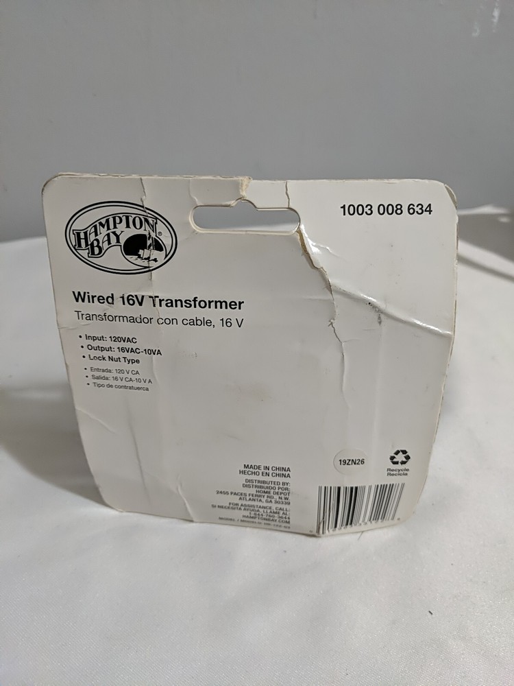 Hampton Bay 1003 008 634 Wired 16v Transformer