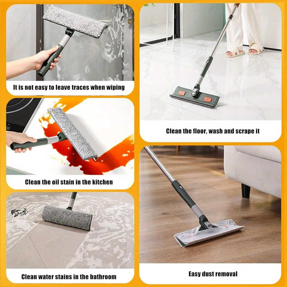 Window Squeegee Cleaner,90" Telescopic 2 in 1 Rotatable Window Cleaning Tool Kit