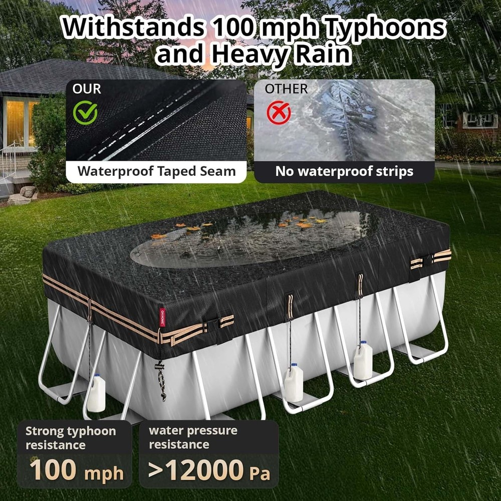 Durable 8x16 Ft Rectangular Pool Cover for Bestway/Intex - Safe & Reliable