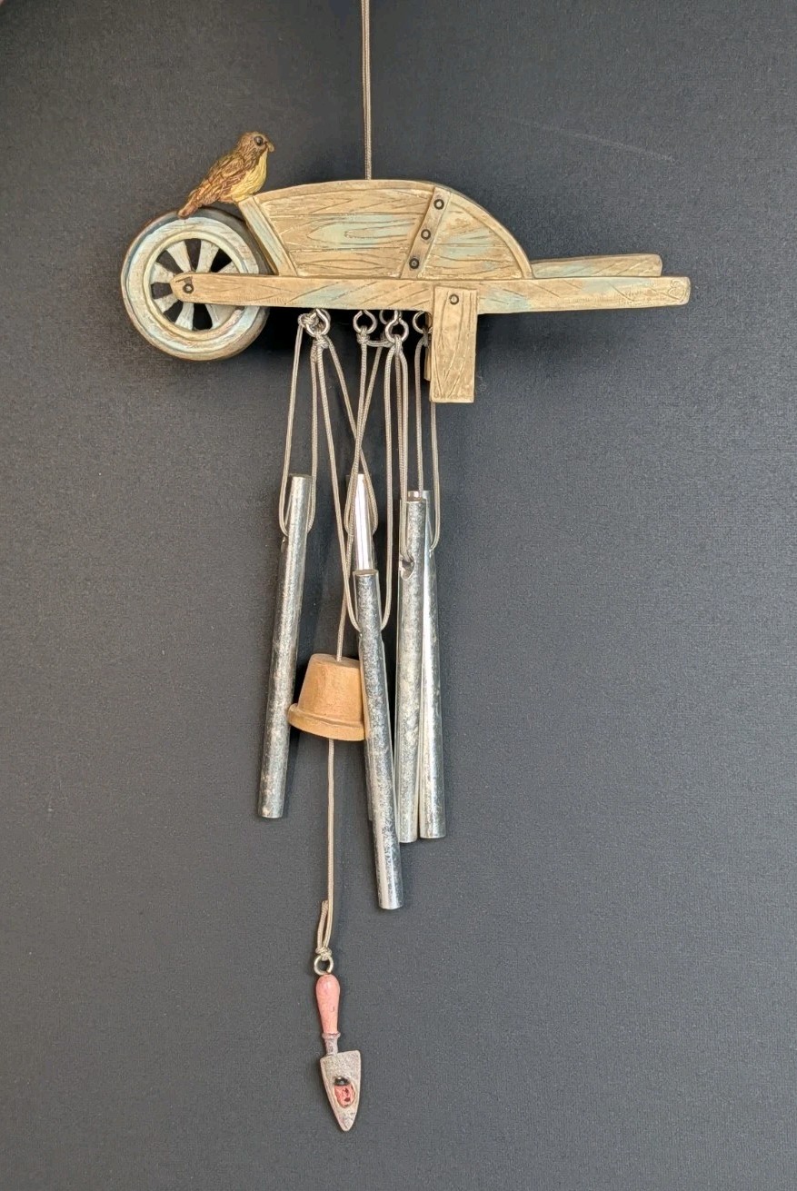 Marjolein Bastin Sketchbook Birds in a Flower Basket Wind Chimes Resin & Metal