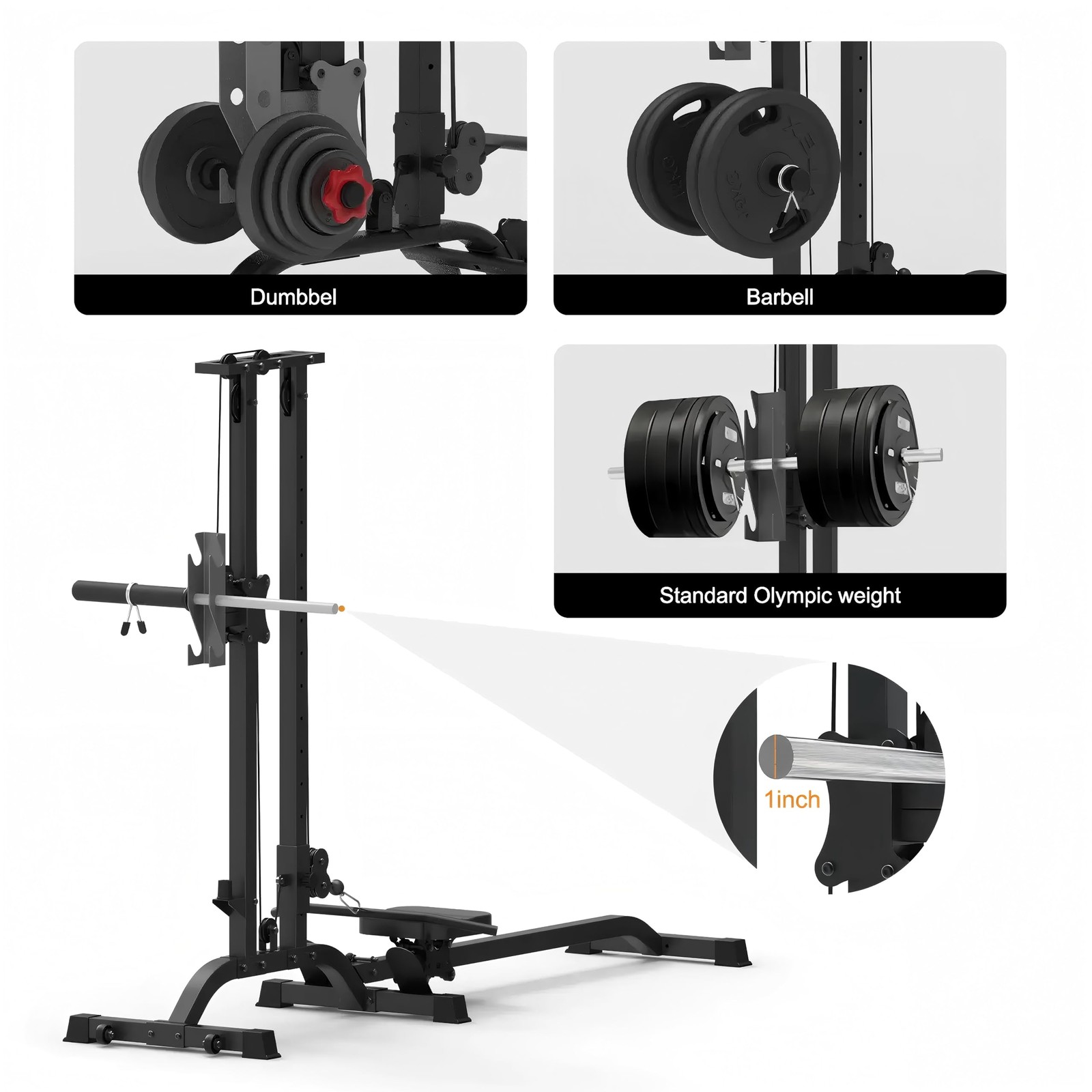 Cable Machine Home Gym CR63,330 Lbs Plates Loaded Cable Crossover,Functional