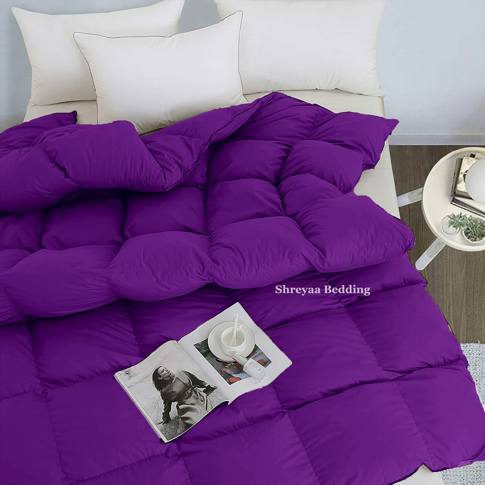 8 PCs Bedding Set (Comforter+Sheet Set+Duvet Set) 1000 TC Egyptian Cotton Purple