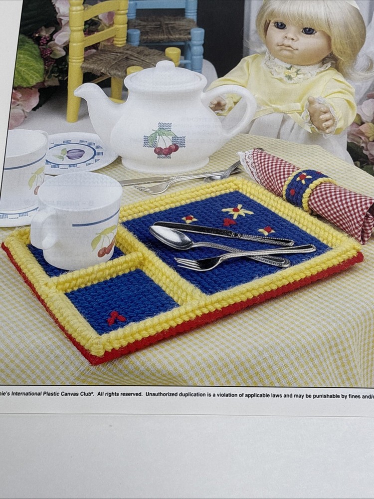 Doll's Place Setting Dish Napkin Ring Annie's Attic Plastic Canvas Pattern Page