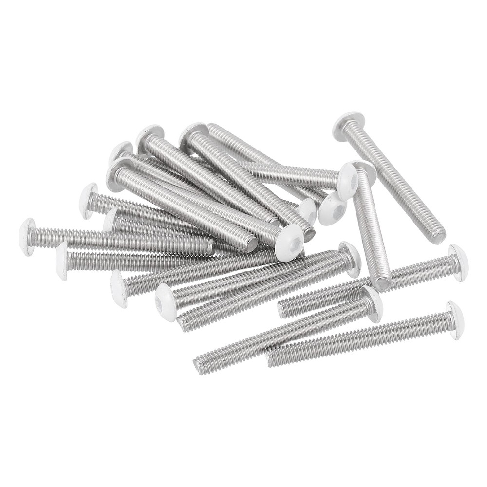 20 Pcs M4-0.7 x 35mm Button Head Socket Cap Screw Machine Screw, White