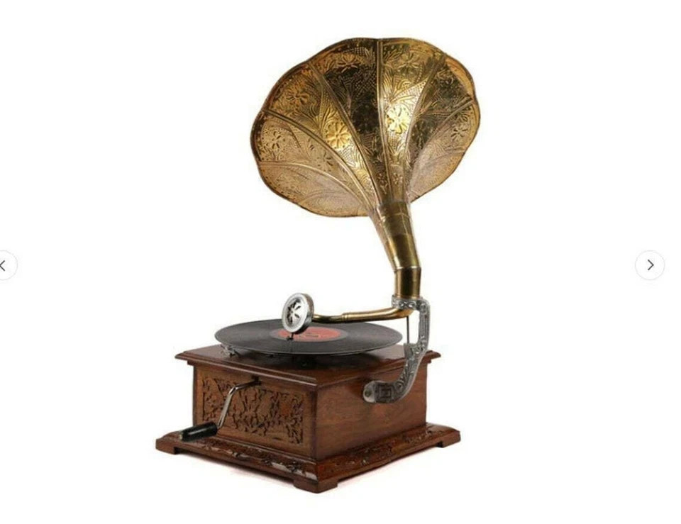Vintage HMV Gramophone Fully Functional Working Phonograph, win-up record player