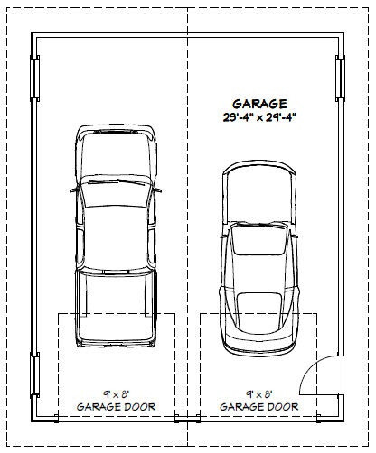 24x30 2-Car Garage -- 720 sq ft -- PDF Floor Plan -- Model 1D