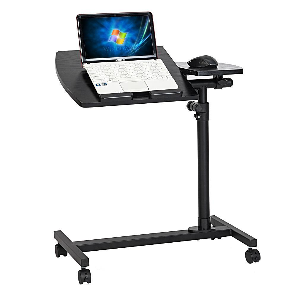 Height Adjustable Mobile Laptop Table Small Rolling Standing Desk for Sofa Bed