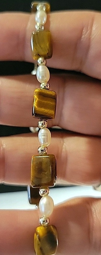 Cats Eye Ri E Pearl Bracelet 7in