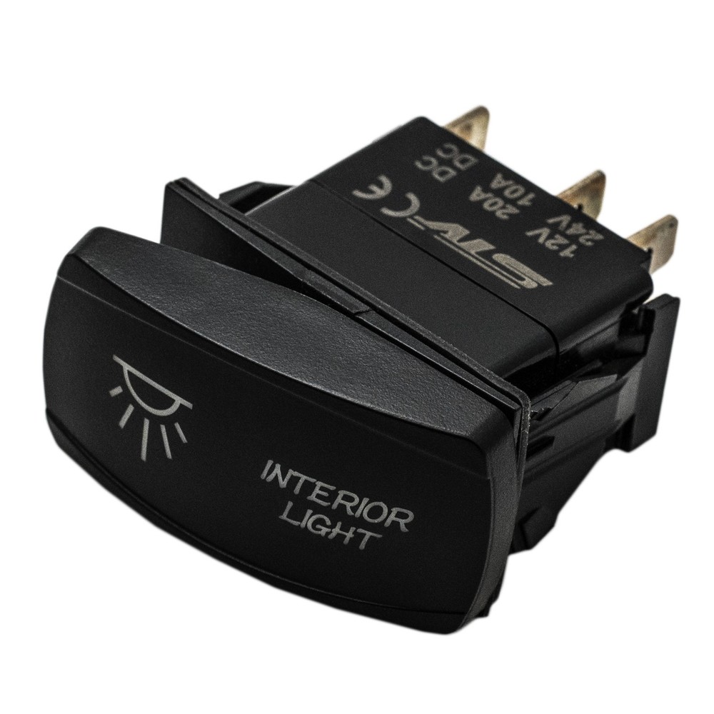 BLUE Dual Back-lit Rocker Switch Laser Etched 20A INTERIOR LIGHT Horizontal
