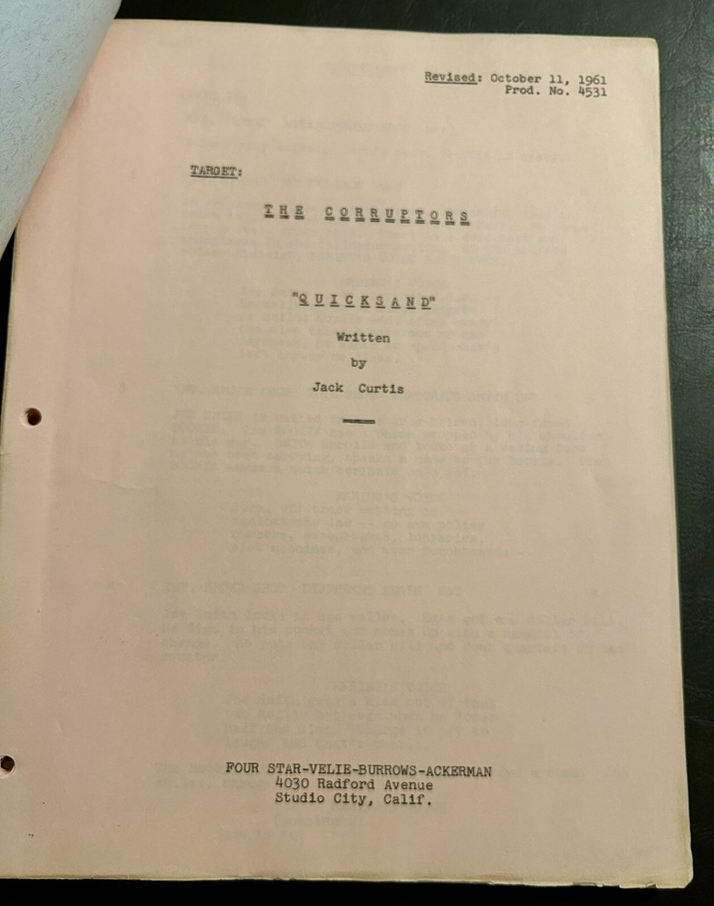 Target: The Corruptors Original TV Script