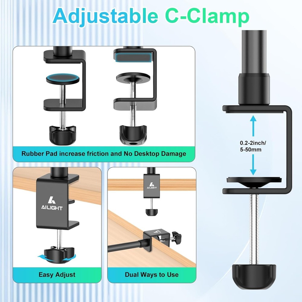 Camera Desk Mount Webcam Stand, Adjustable Table Camera Stand with 1/4" Screw...