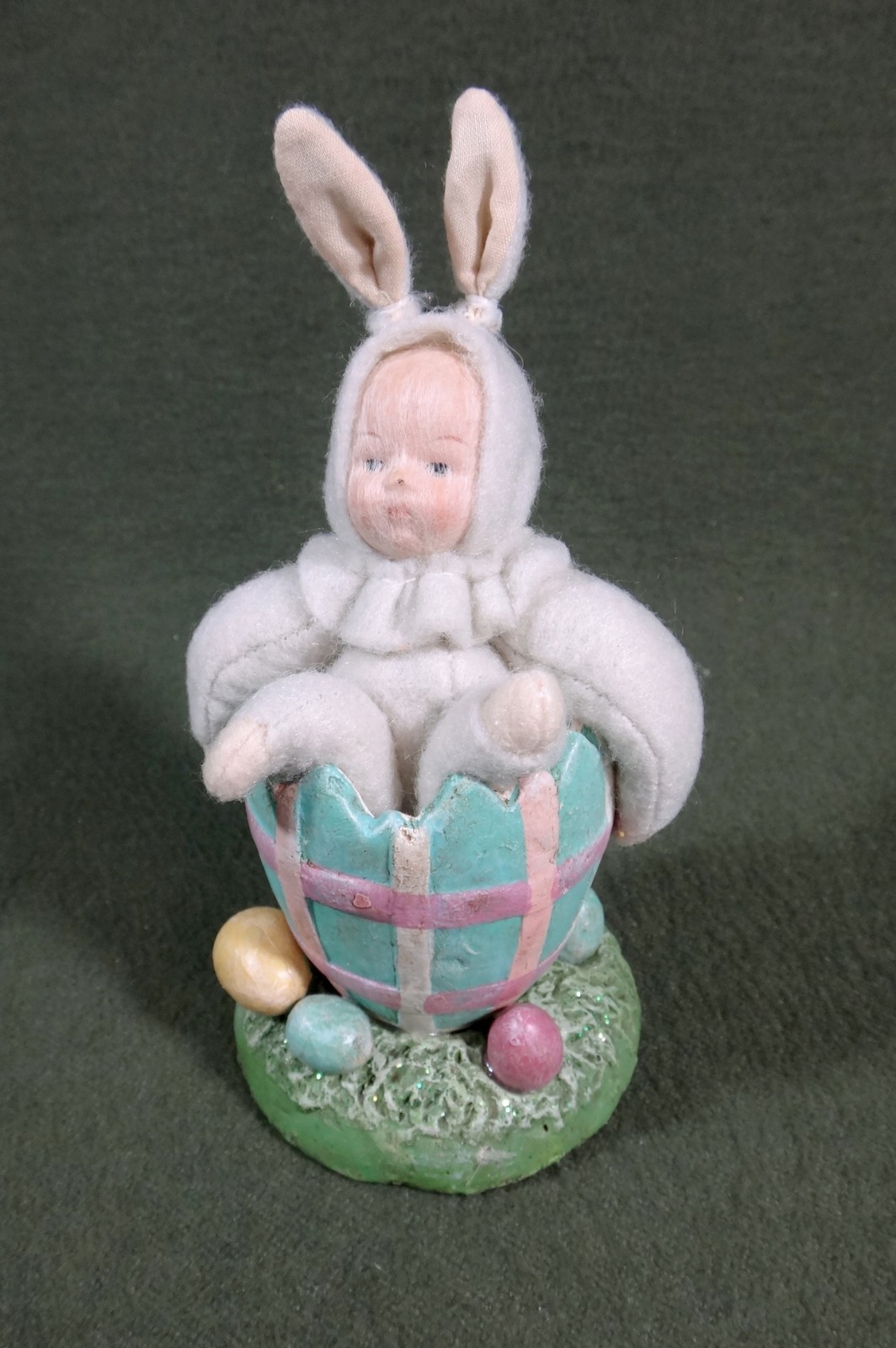 TWO vintage whimsical Spring EASTER BUNNY BABY doll RABBIT figures