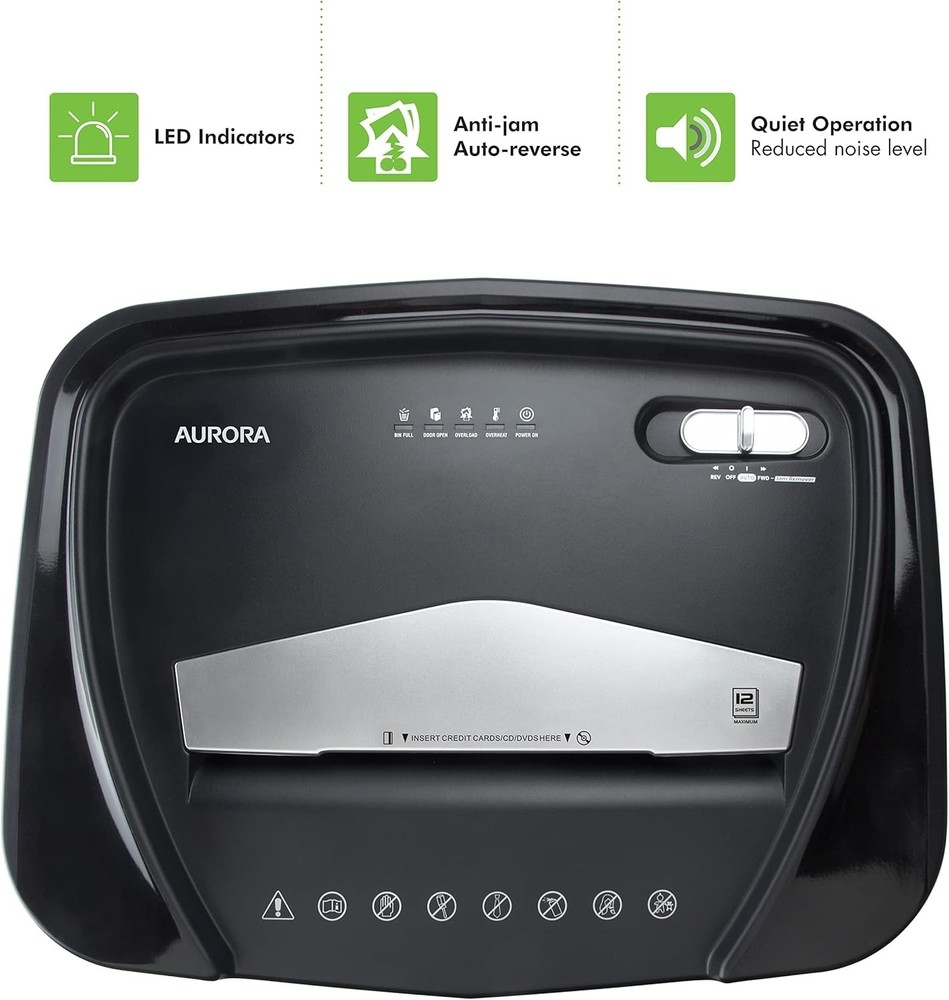High Security 12-Sheet Micro-Cut Shredder with 60 Min Run Time & LED Alerts