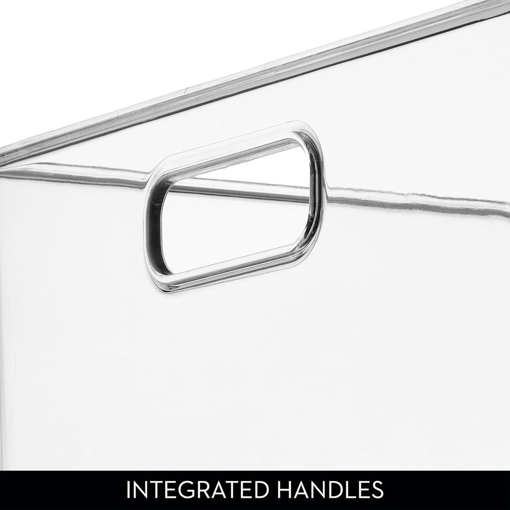 Recycled Plastic Stackable Storage Bin W/ Handles Clear