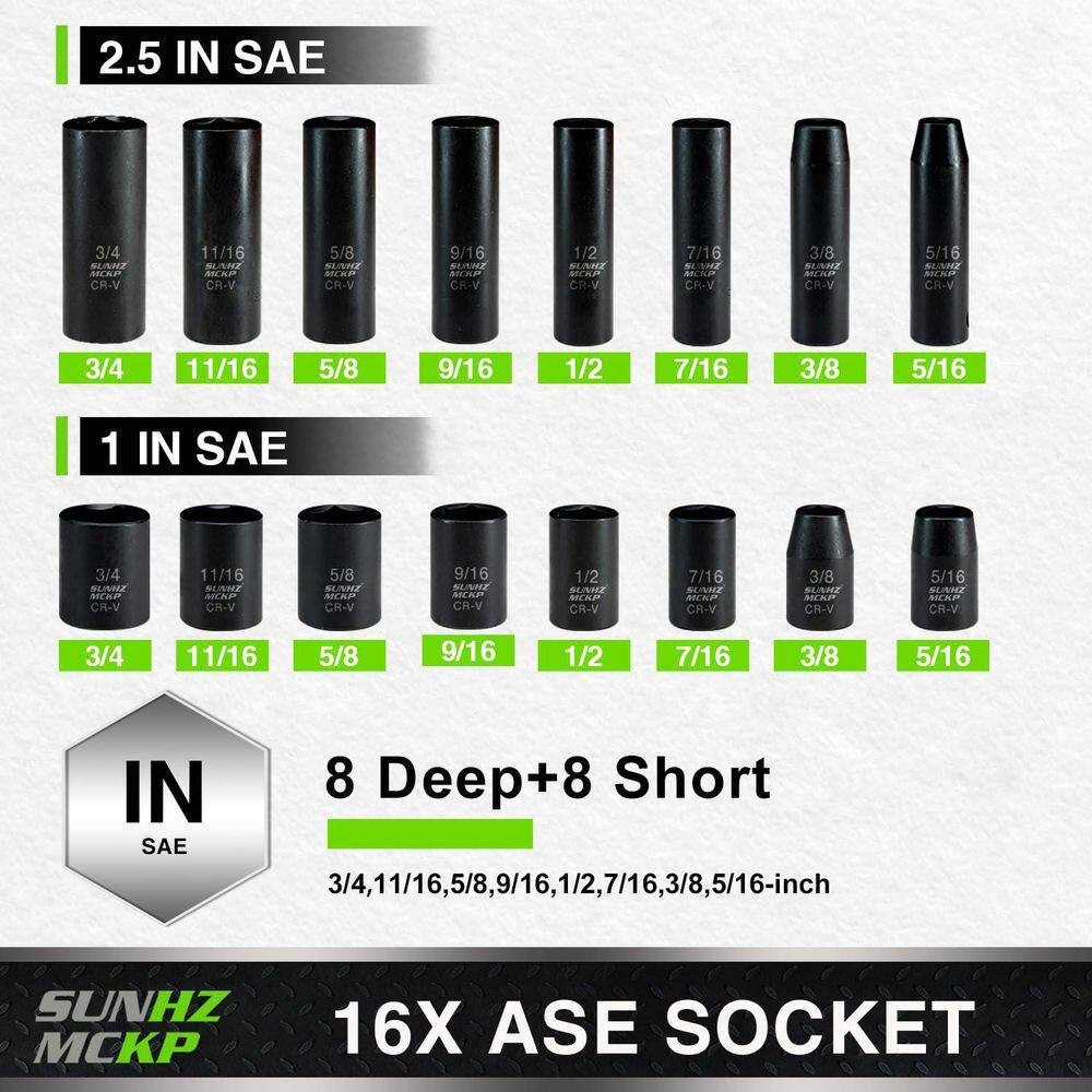 3/8 In. Drive Impact Socket Set 52-Piece