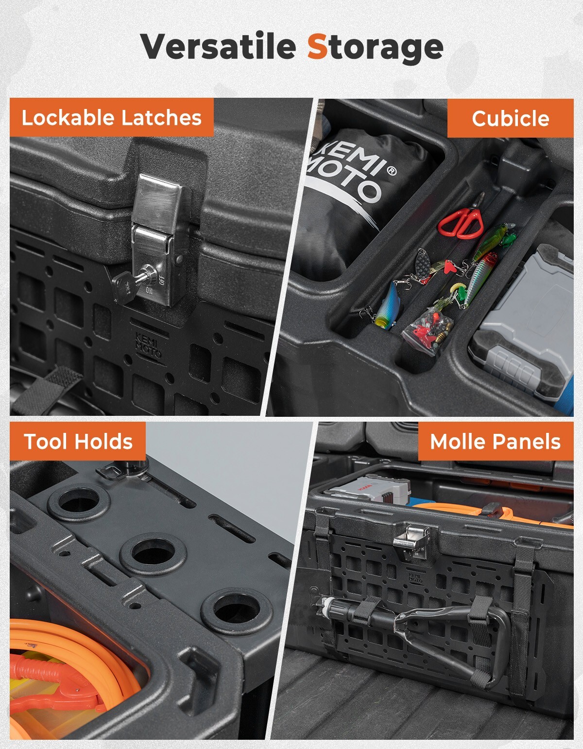 110L UTV Cargo Storage Bed Box for Can Am Defender HD5 HD8 HD10 Max 2016-2023