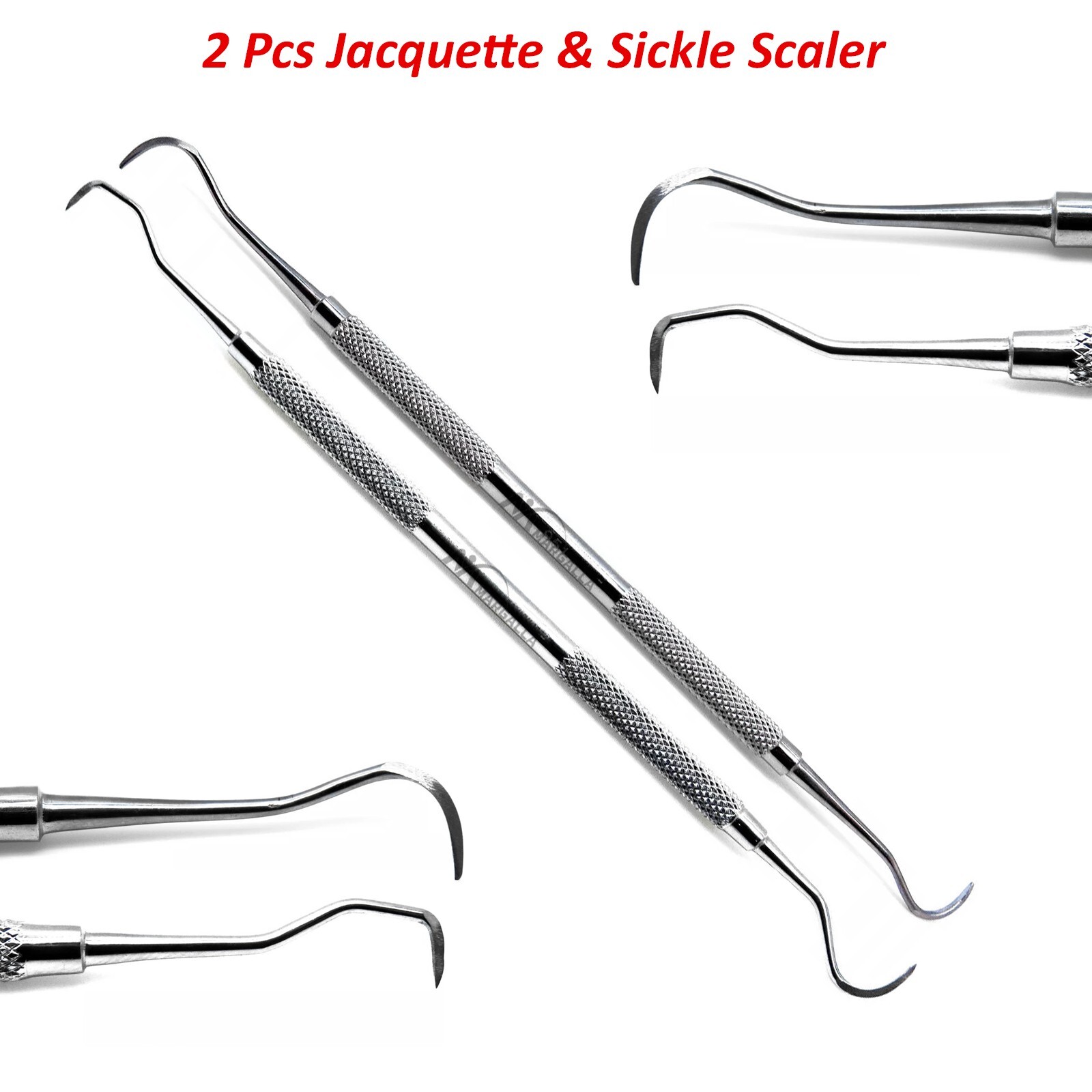 2Pcs Jacquette & Sickle Scaler Anterior Posterior Dental Periodontal Instrument