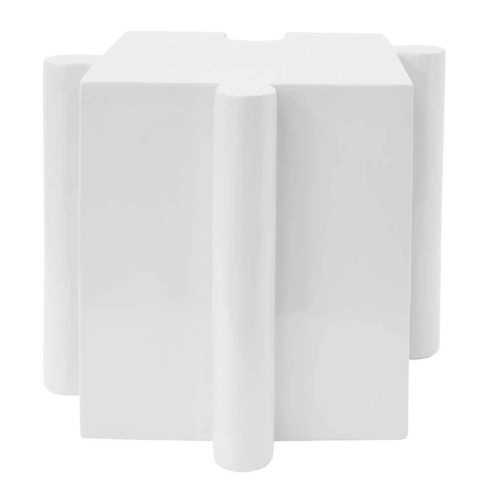 White Modular Puzzle Side Table w/ Convex Edge for Indoor & Outdoor