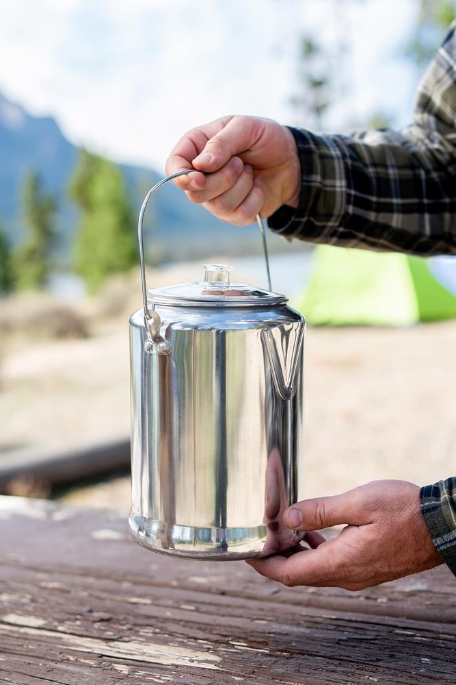 Aluminum Percolator Coffee Pot with Wire Handle