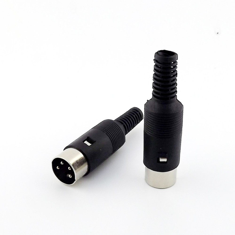 5pcs DIN Plug Male Plug Cable Connector 4 Pin With Plastic Handle