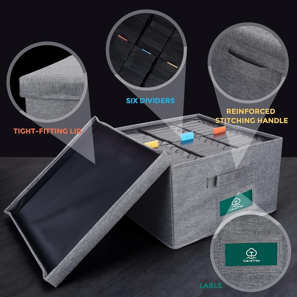 VHS Storage Box with Lid, Practical VHS Storage Case with Index Labels, 14.4 ...