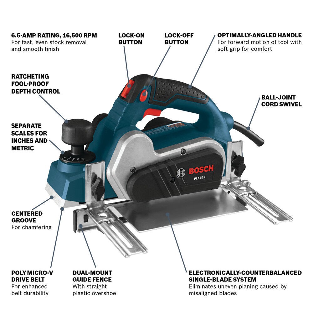 Bosch 3-1/4 Inch Planer, Refurbished