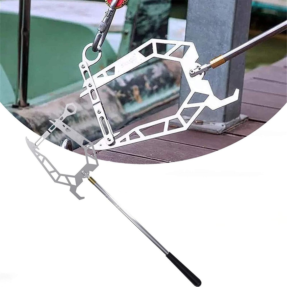 Telescopic Boat Hook Multi-Purpose Stainless Steel Dock Hook for for Dock Plate