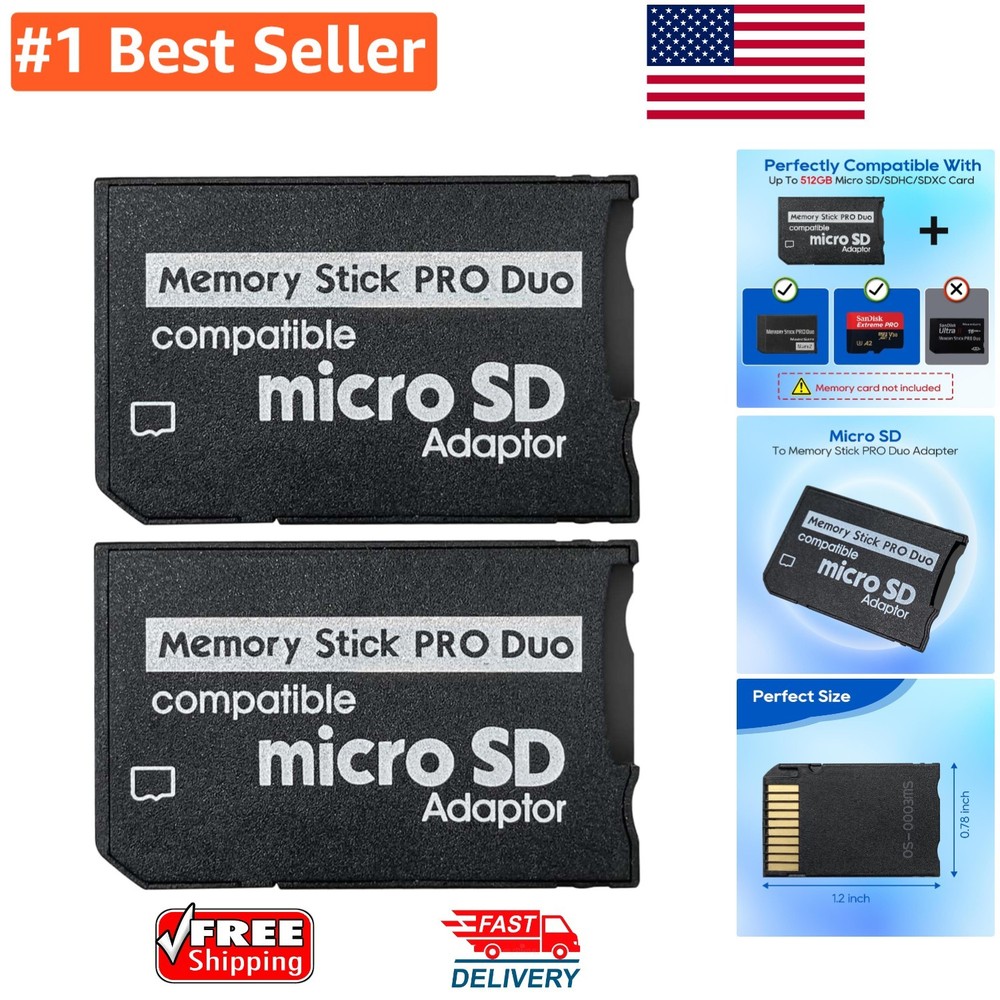 Stable Storage Solution: PSP MicroSD to Memory Stick Pro Duo Adapter - 2-Pack