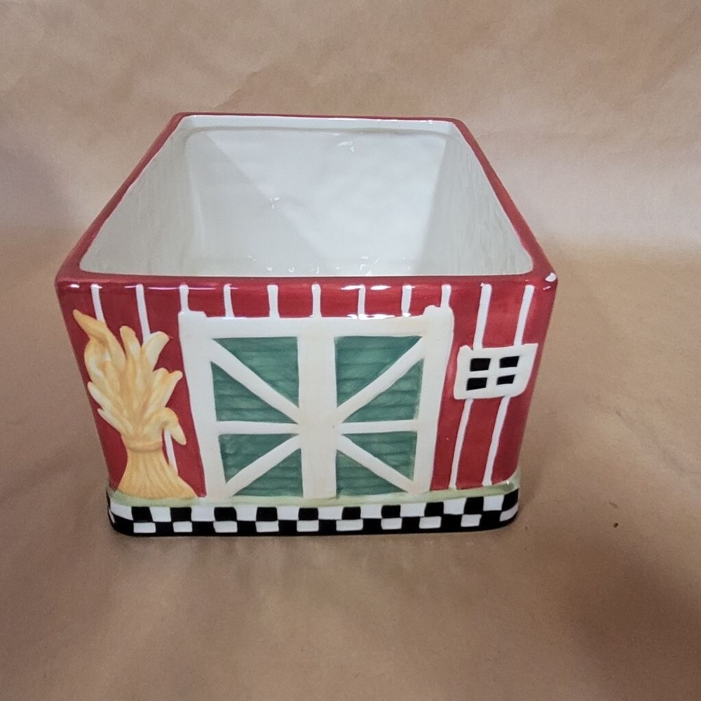 Holiday Time Dolomite Barn Cookie Jar, NIB